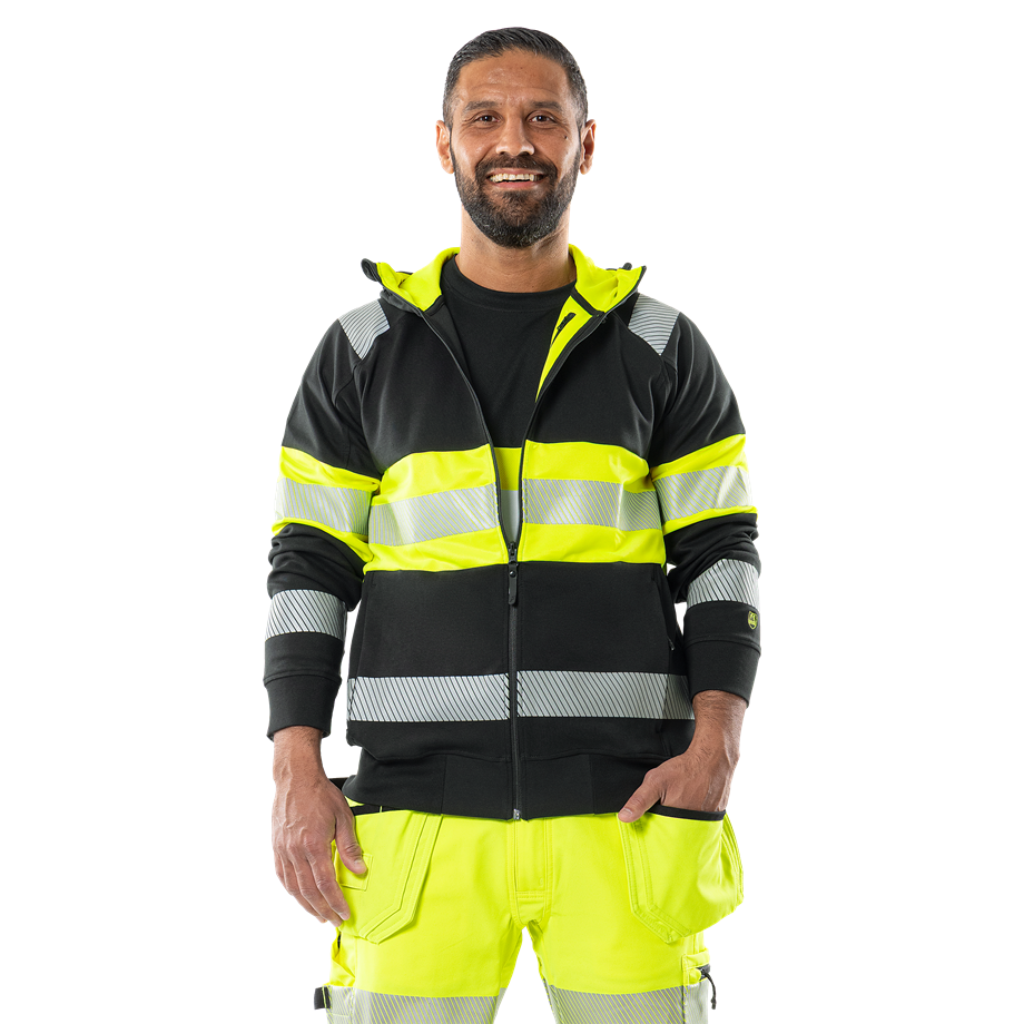Varsel Green sweatshirt-jacka stretch med huva 7532 GKC, klass 1