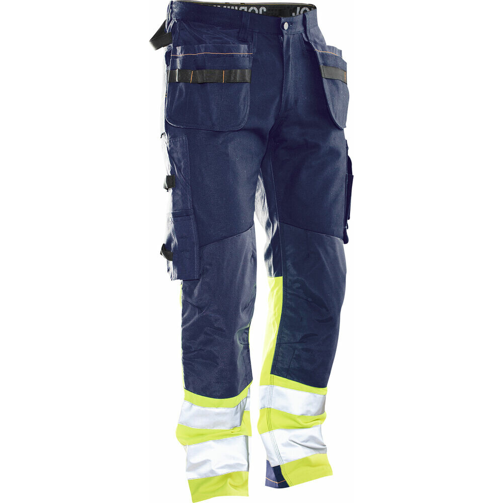 2297 Hantverksbyxa Bomull Varsel marin/gul C44